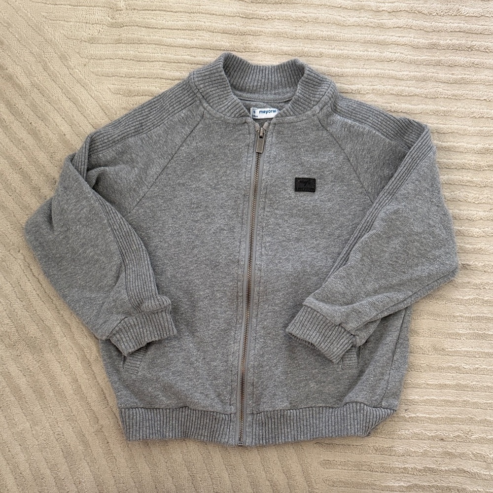 Mayoral Grey Full-Zip Knit Jacket for Kids